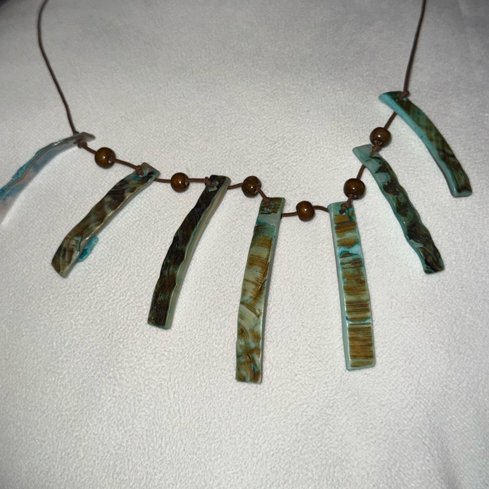 Seashell necklace, tinted blue shells, shell, unique, 1990s, surfer